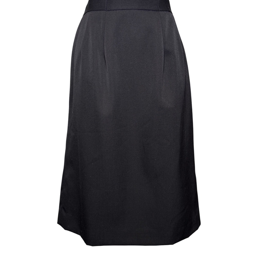Vintage Jacques Vert Black Wool Blend Midi Skirt Size 14 Classic Minmalist Basic